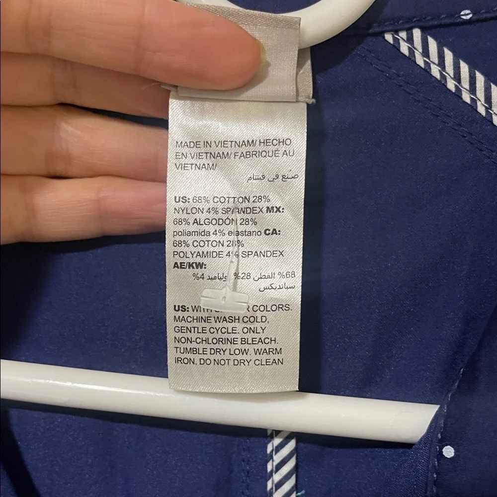 NWOT Chico's Luxe Twill  Stylish Navy Blue With White Polka Dot Utility Jacket - Picture 12 of 15